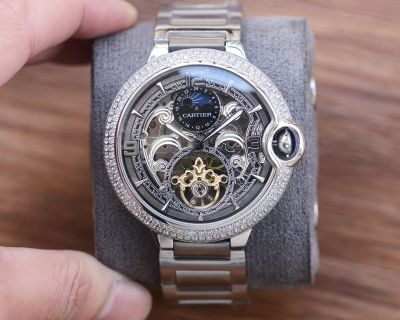 Cartier 316L Steel/Genuine Cowhide Leather Bracelet Mechanical Movement 41MM Watch